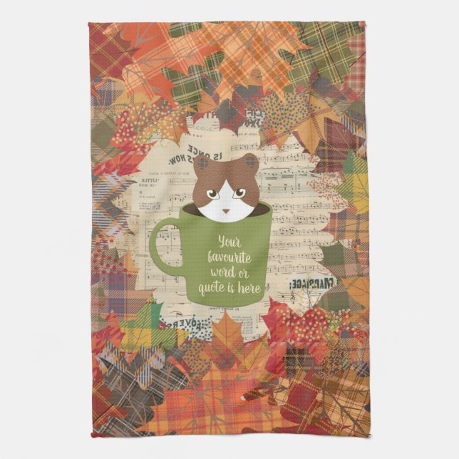 Fall Break Cat Geschirrtuch (Vertikal)