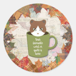 Fall Break Cat Runder Aufkleber