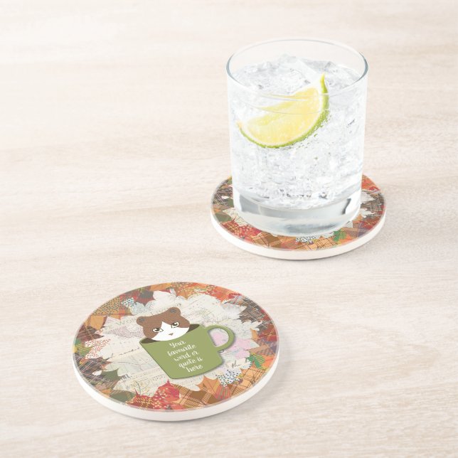 Fall Break Cat Sandstone Drink Getränkeuntersetzer (Seite)