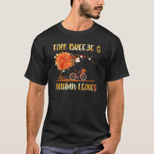Fall Breeze und Herbst Blätter Baum und Fahrrad T-Shirt