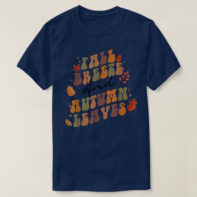 Fall Breeze und Herbst-Blätter T-Shirt (Design vorne)
