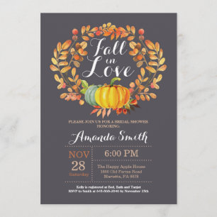 Fall Bridal Dusche Einladungskarte Grau