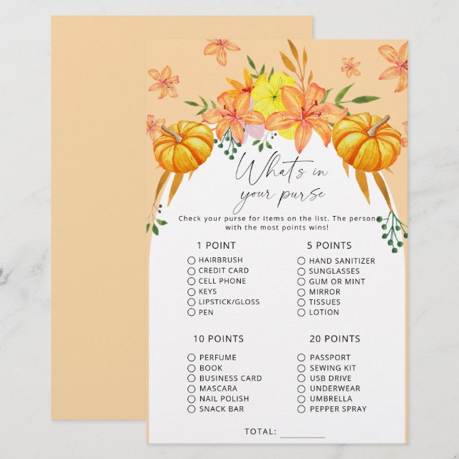 Fall Bridal - Was ist in Ihrem Geldbörsenspiel? (Vorne/Hinten)
