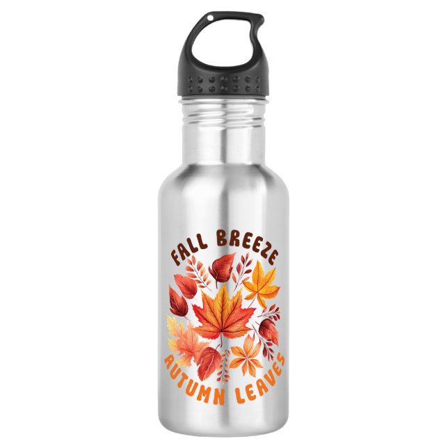 Fall Brise, Herbst Blätter - Whimsischer Fall Edelstahlflasche (Vorderseite)