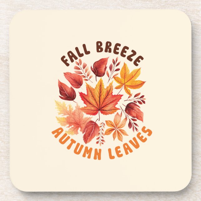 Fall Brise, Herbst Blätter - Whimsischer Fall Getränkeuntersetzer (Vorderseite)