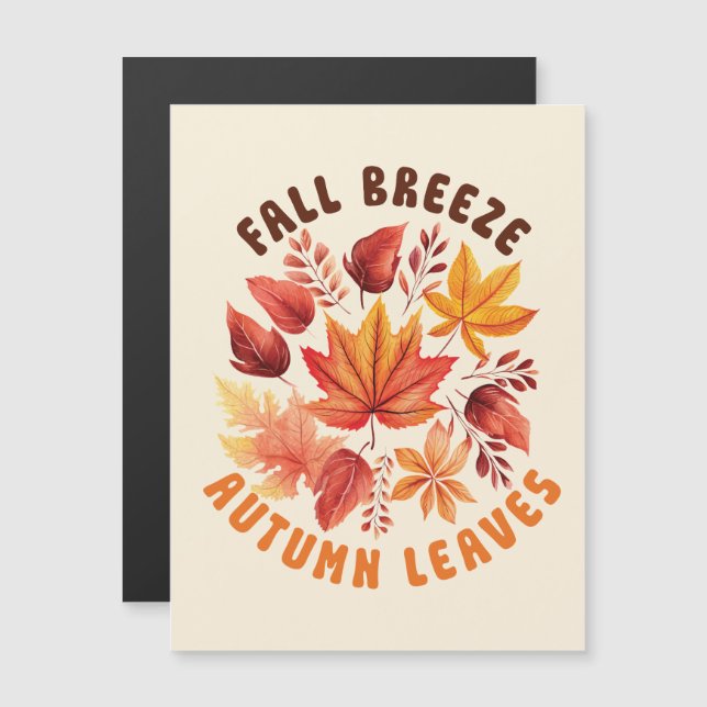 Fall Brise, Herbst Blätter - Whimsischer Fall Magnetkarte (Vorne/Hinten)