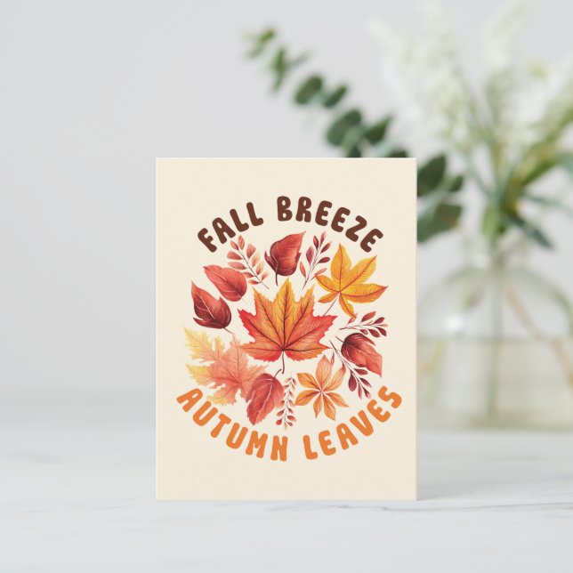 Fall Brise, Herbst Blätter - Whimsischer Fall Postkarte (Stehend Vorderseite)