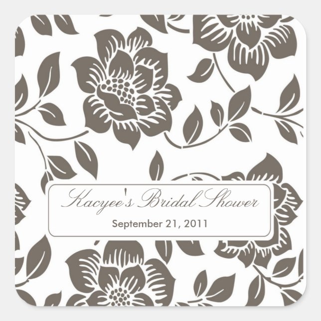 Fall Brown Floral Brautparty Square Sticker (Vorderseite)