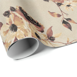 Fall Brown Floral Wrapping Paper Geschenkpapier