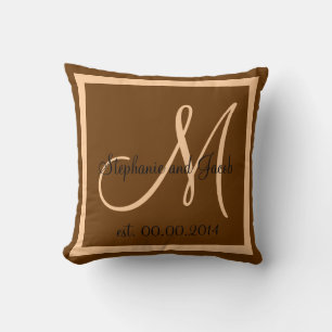 Fall Brown und Peach Pink Wedding Sake Kissen