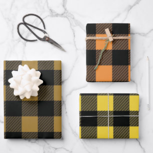Fall Buffalo Kariert Gelb-, Orange- und Brauntöne Geschenkpapier Set