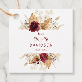 Fall Burgund Floral Pampas Grass Palm Hochzeit Geschenkanhänger