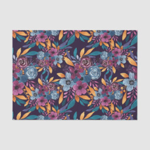 Fall Burgund Marine Mustard Wasserfarbe Blume Art Seidenpapier