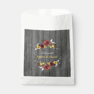 Fall Burgund Rose Sonnenblumen Barnholz Hochzeit Geschenktütchen