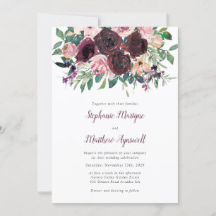 Fall Burgundy Dusty Blush Peach Botanische Hochzei Einladung