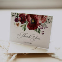 Fall Burgundy floral geklappt Danke Karte