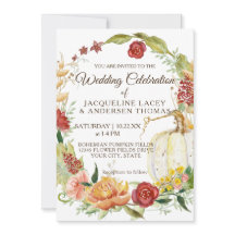 Fall Burgundy Floral White Pumpkin Wreath Wedding