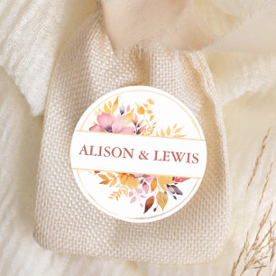 Fall Burgundy Foliage Wedding Runder Aufkleber