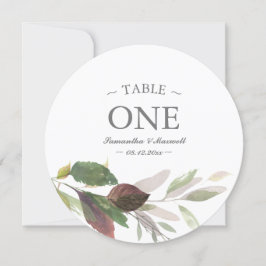Fall Burgundy Leaf Wedding Watercolor Tischnummer