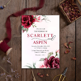 Fall Burgundy Merlot Bloral Wedding Einladung