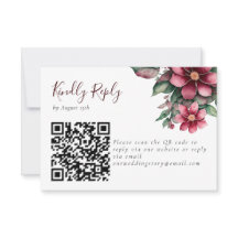 Fall Burgundy Wedding QR Code Floral