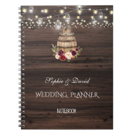 Fall Burgundy Wine Barrel Floral Wedding Planner Notizblock