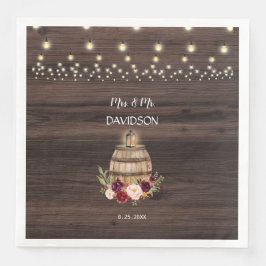 Fall Burgundy Wine Barrel Floral Wedding Serviette