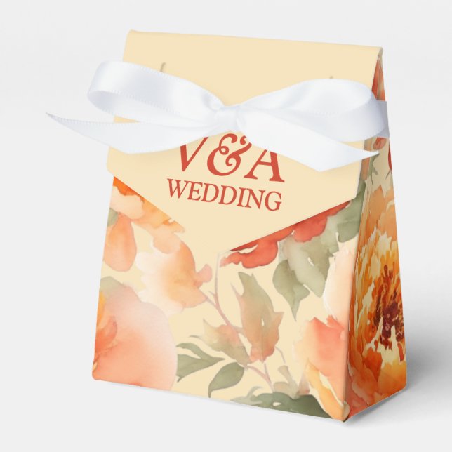 Fall Burnt Orange Floral Wedding Geschenkschachtel (Vorderseite)