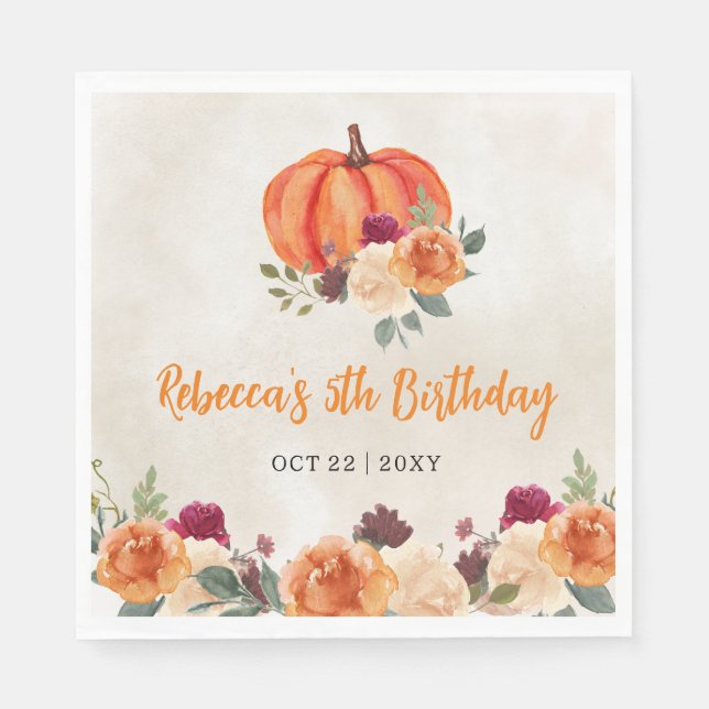 Fall Burnt Orange Pumpkin Patch Geburtstag Serviette (Vorderseite)