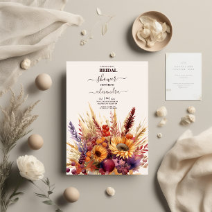 Fall Burnt Orange Wasserfarbe Pampas Grass Bridal Einladung