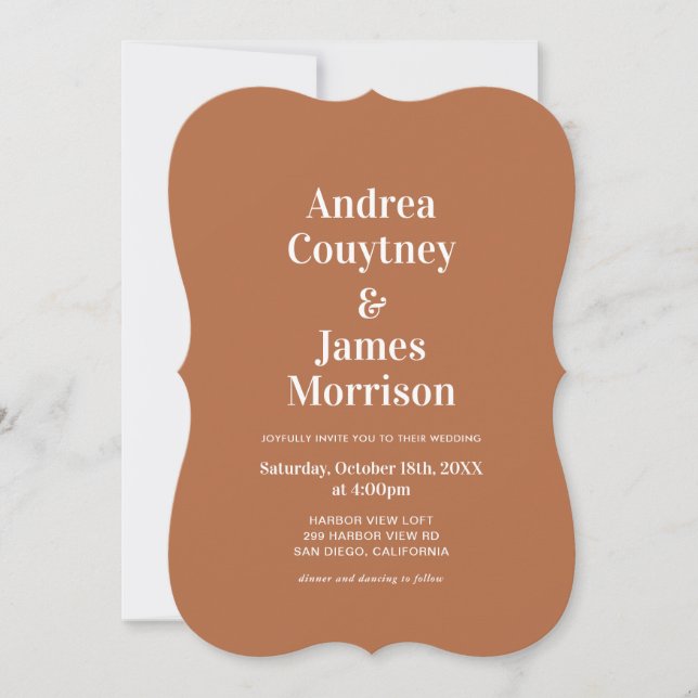 Fall Burnt Orange Wedding Einladung (Vorderseite)