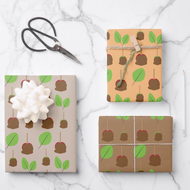 Fall Candy Apples Grüne Geschenkpapier Set (Vorderseite)
