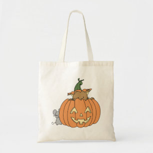 Fall Cat in Pumpkin Jack’o’lantern und Maus Tragetasche