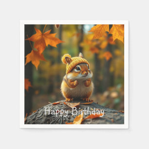 Fall Chipmunk Geburtstag Serviette