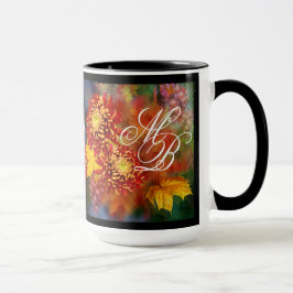 Fall Chrysanthemums Monogram-Tasse Tasse