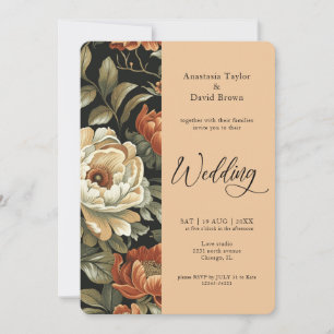 Fall Clay floral abgerundete Edges Wedding Einladu Einladung