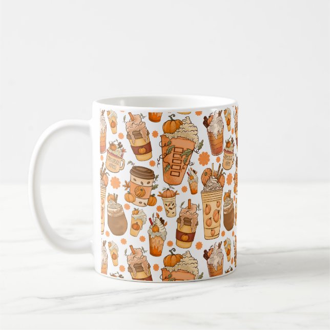 Fall Coffee Latte Pumpkin Muster Kaffeetasse (Links)
