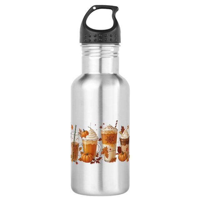 Fall Coffee Pumpkin Edelstahlflasche (Vorderseite)