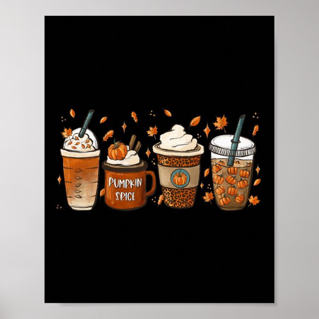 Fall Coffee Pumpkin Gewürz Junkie Latte Herbst Cof Poster (Vorne)