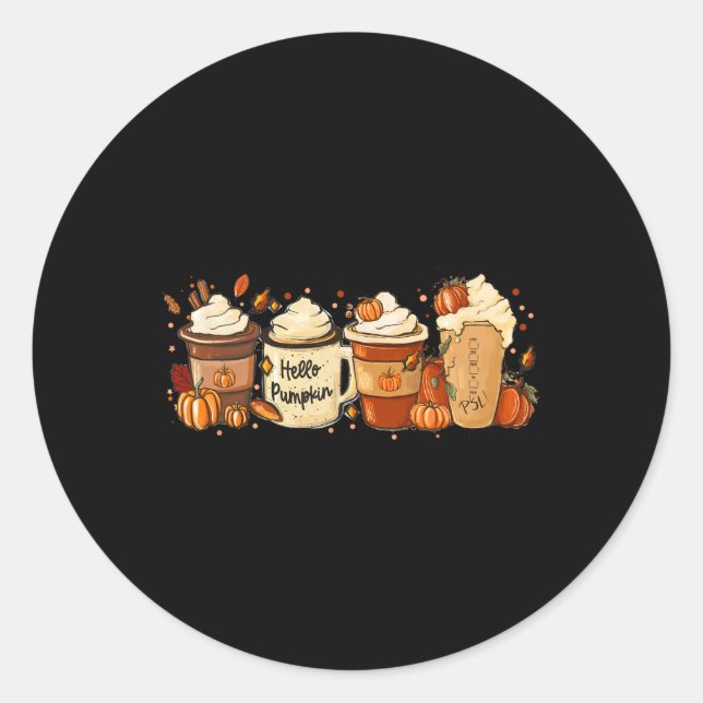 Fall Coffee Pumpkin Gewürz Latte Drinks Herbst als Runder Aufkleber (Vorderseite)