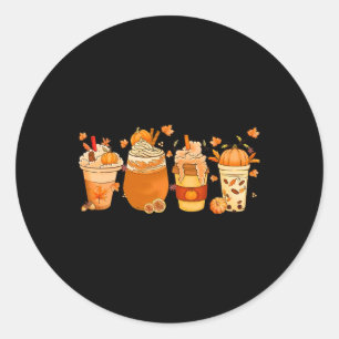 Fall Coffee Pumpkin Gewürz Latte Drinks Herbst als Runder Aufkleber