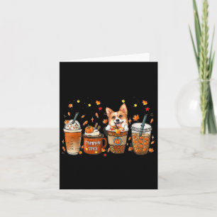 Fall Coffee Pumpkin Gewürz Latte Iced Herbst Corgi Karte