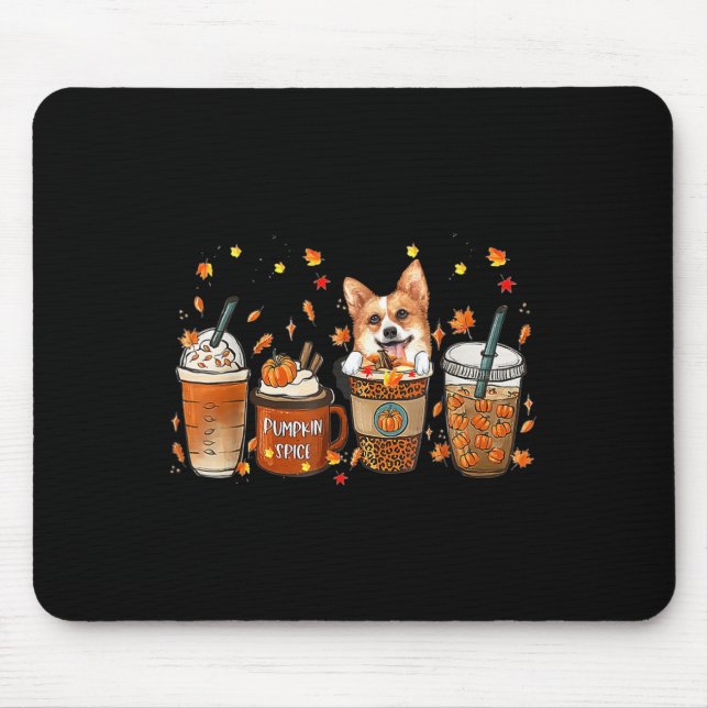 Fall Coffee Pumpkin Gewürz Latte Iced Herbst Corgi Mousepad (Vorne)