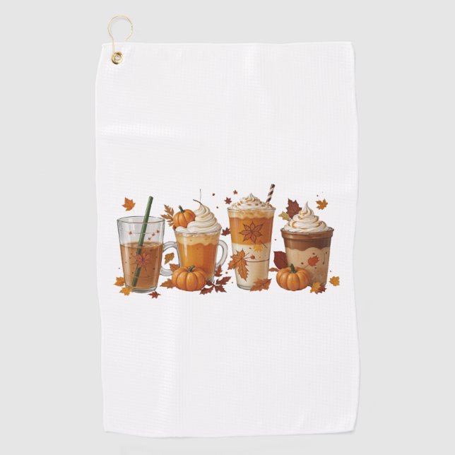 Fall Coffee Pumpkin Golfhandtuch (Vorderseite)