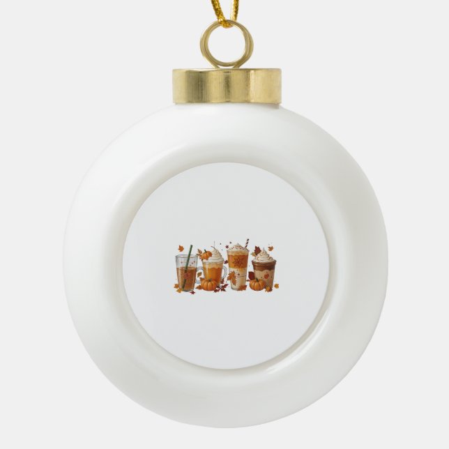 Fall Coffee Pumpkin Keramik Kugel-Ornament (Vorderseite)