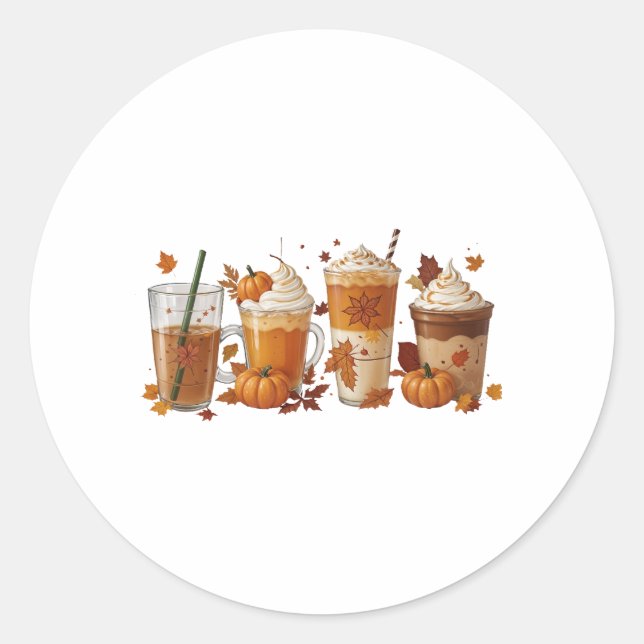 Fall Coffee Pumpkin Runder Aufkleber (Vorderseite)