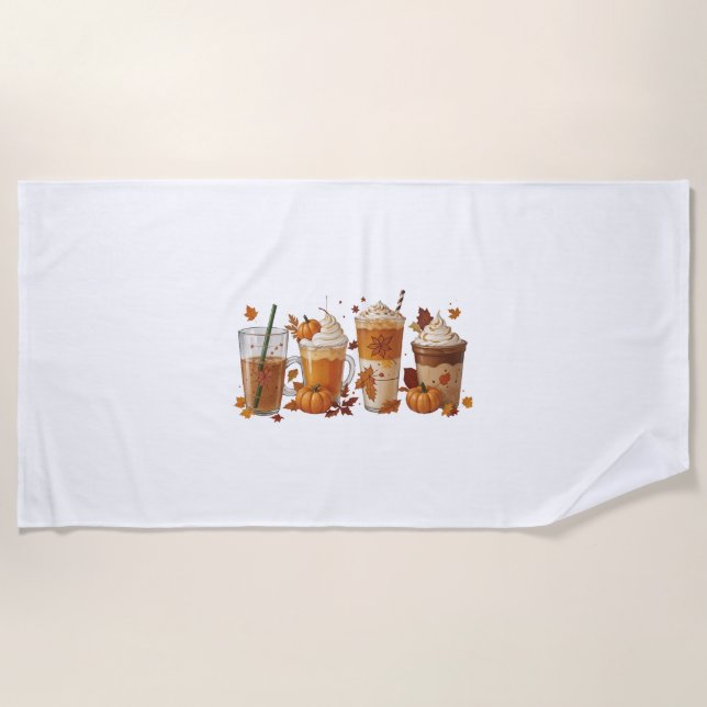 Fall Coffee Pumpkin Strandtuch (Vorderseite)