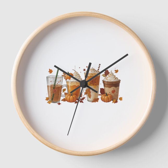 Fall Coffee Pumpkin Uhr (Vorderseite)