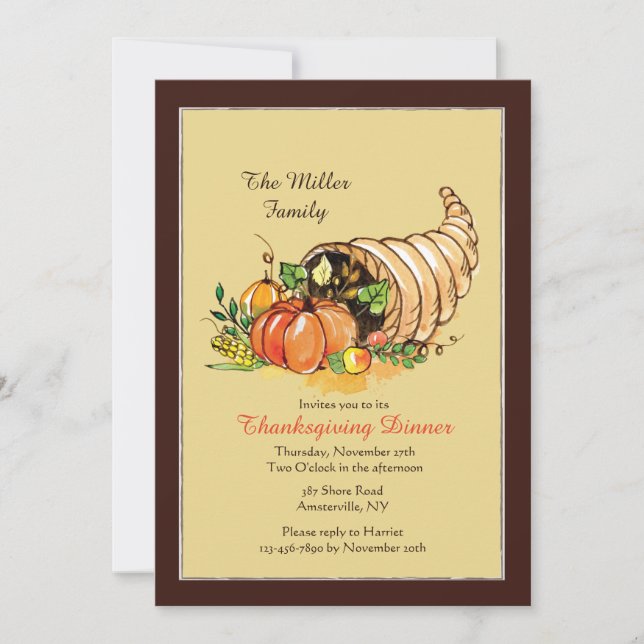 Fall Cornucopia Einladung (Vorderseite)