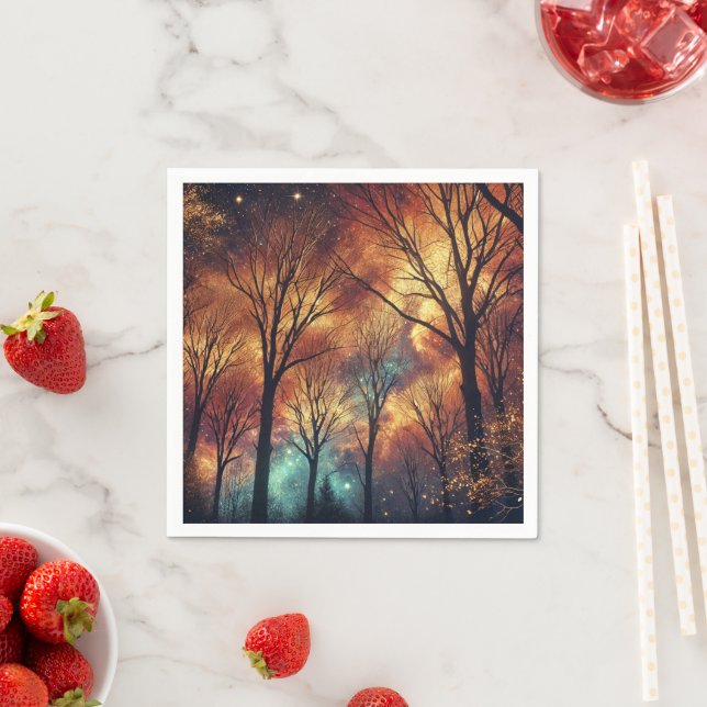 Fall Cosmic Twilight Forest Découpage Napkins Serviette (Beispiel)